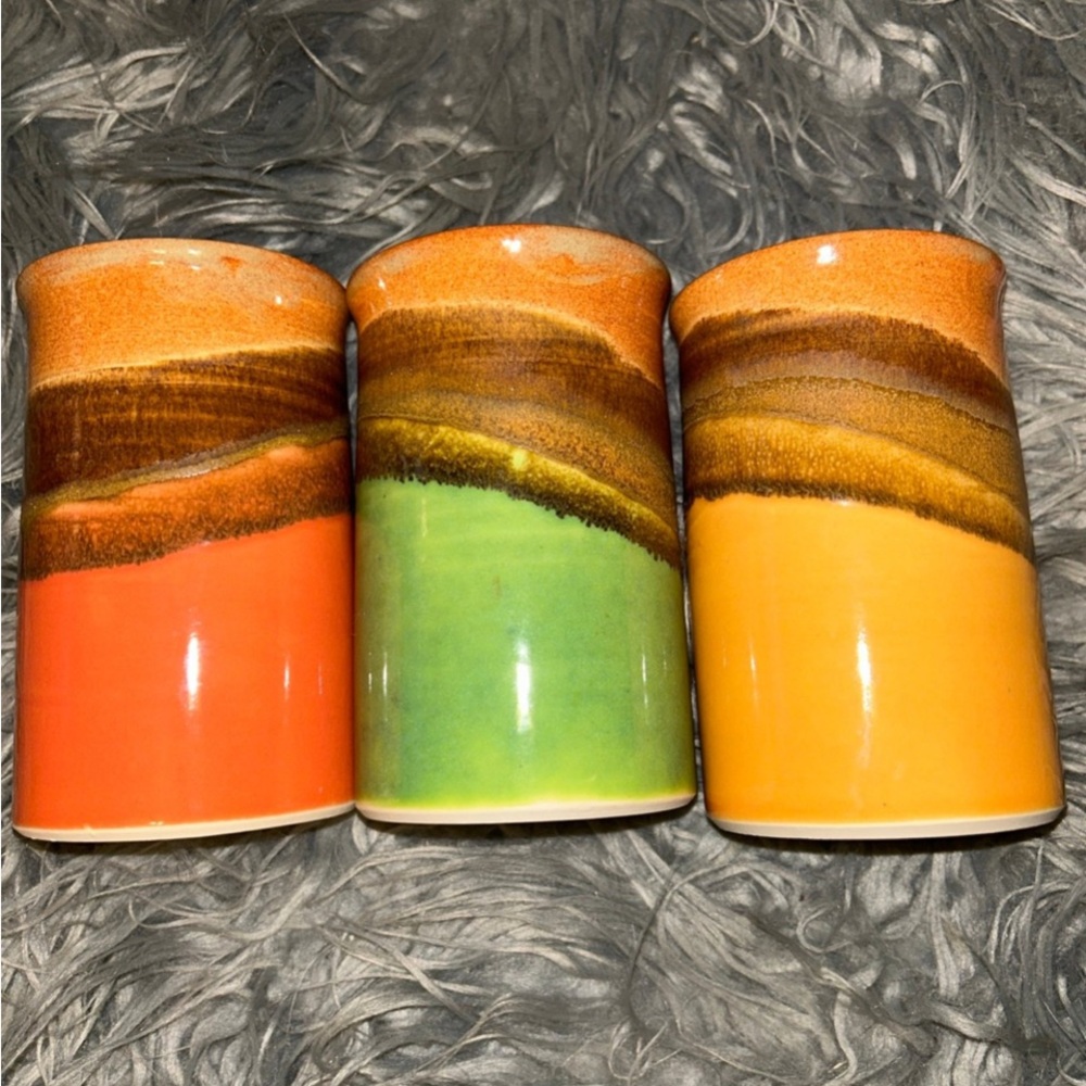 VTG ZYRA Zyraware Zyra Clay Studio Art Ceramic Pottery Tumblers Bundle Of 3 - Picture 5 of 15